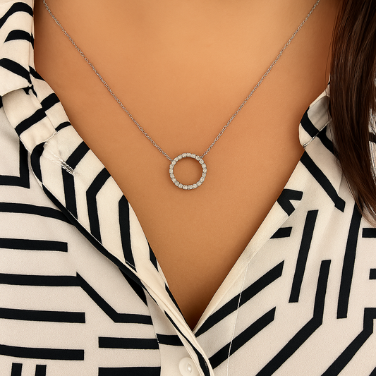Dainty Silver-Plated Hollow Round Pendant