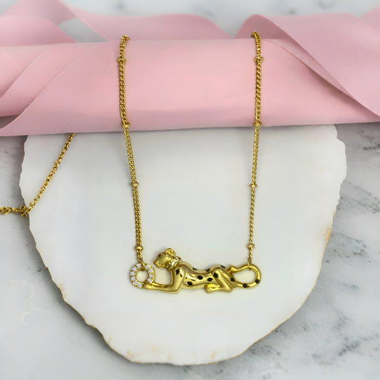 Taylor Swift inspired Gold Plated Panther Chain Pendant with CZ