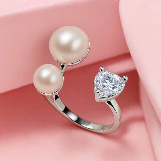White Gold plated Pearl Stone Ring