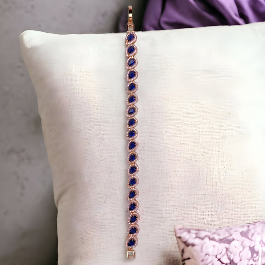 Cubic Zirconia & Royal Blue Drop Bracelet for Women