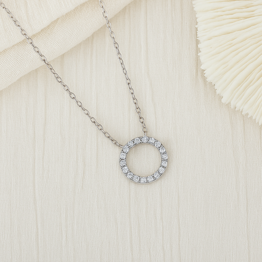 Dainty Silver-Plated Hollow Round Pendant