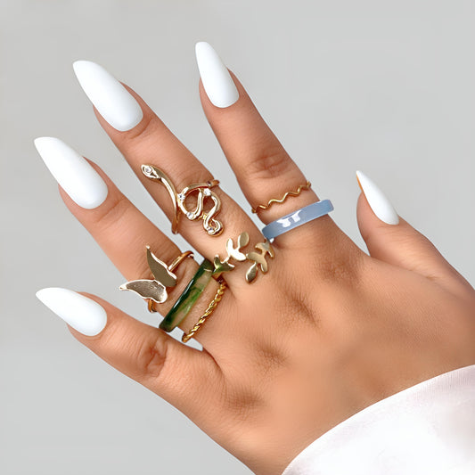 Stylish Boho Korean Design 7 pc Rings Set Combo for Women