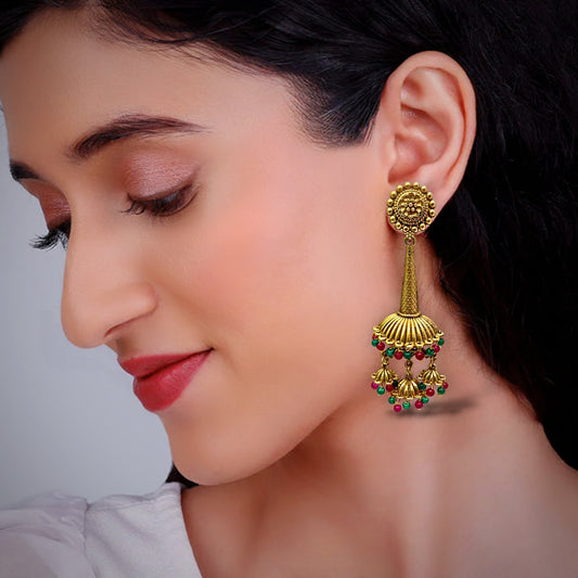 Beautiful Traditional Golden Antique Finish Jhumki