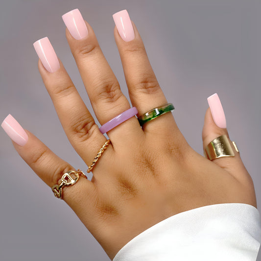 Golden Plated & Resin 5 Rings Set for Women