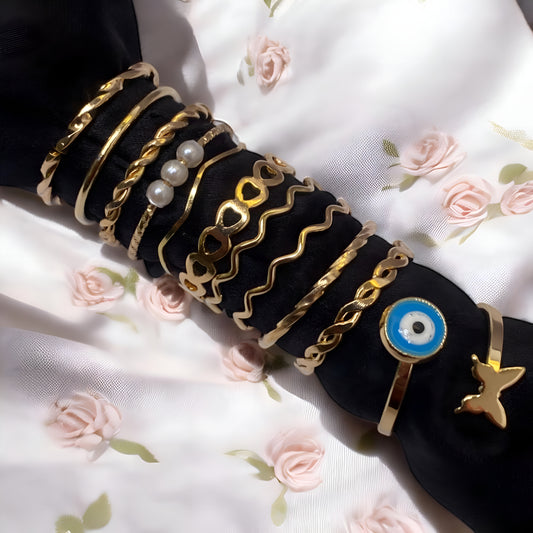 Trendy & Stylish Korean Design 11 pcs Ring Combo Set for Women