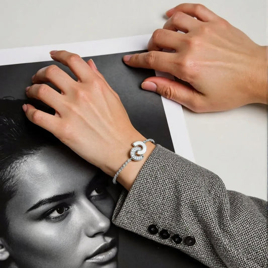 Beautiful Sterling Silver Adjustable Bracelet with CZ