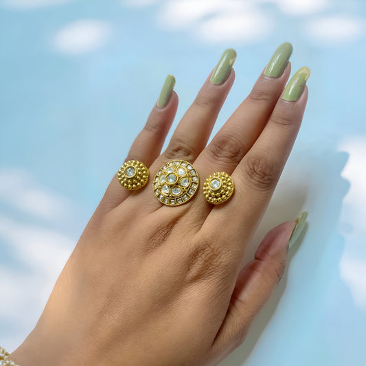 Vatiyaana Heritage Polki Two-Finger Ring