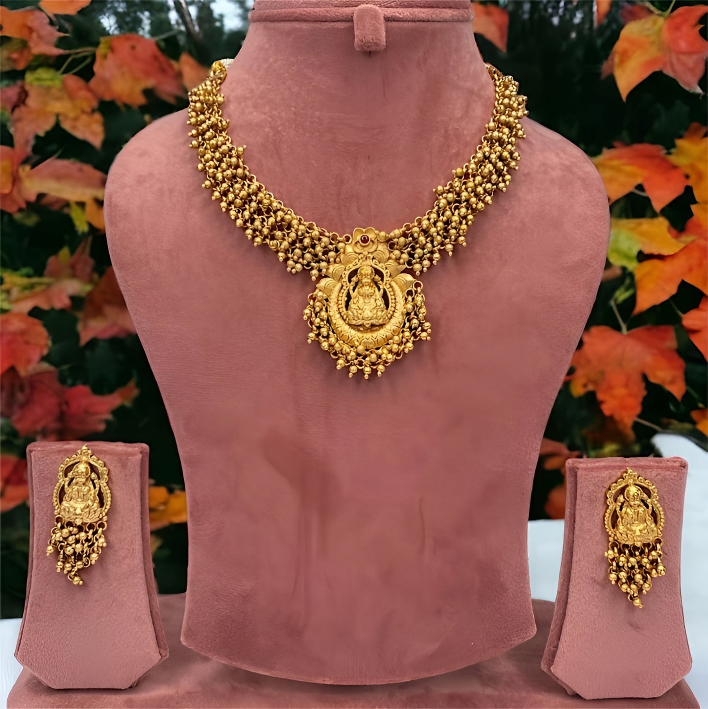 Antique Lakshmi Golden Beads Necklace Set