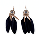 Boho Golden Plated Black Feather Danglers