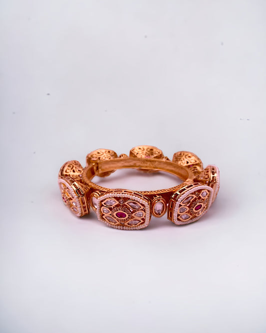 Royal Looking Polki Openable Kada Bangle Gold Plated