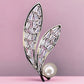 Feather and Pearl Brooch in Silver Plating