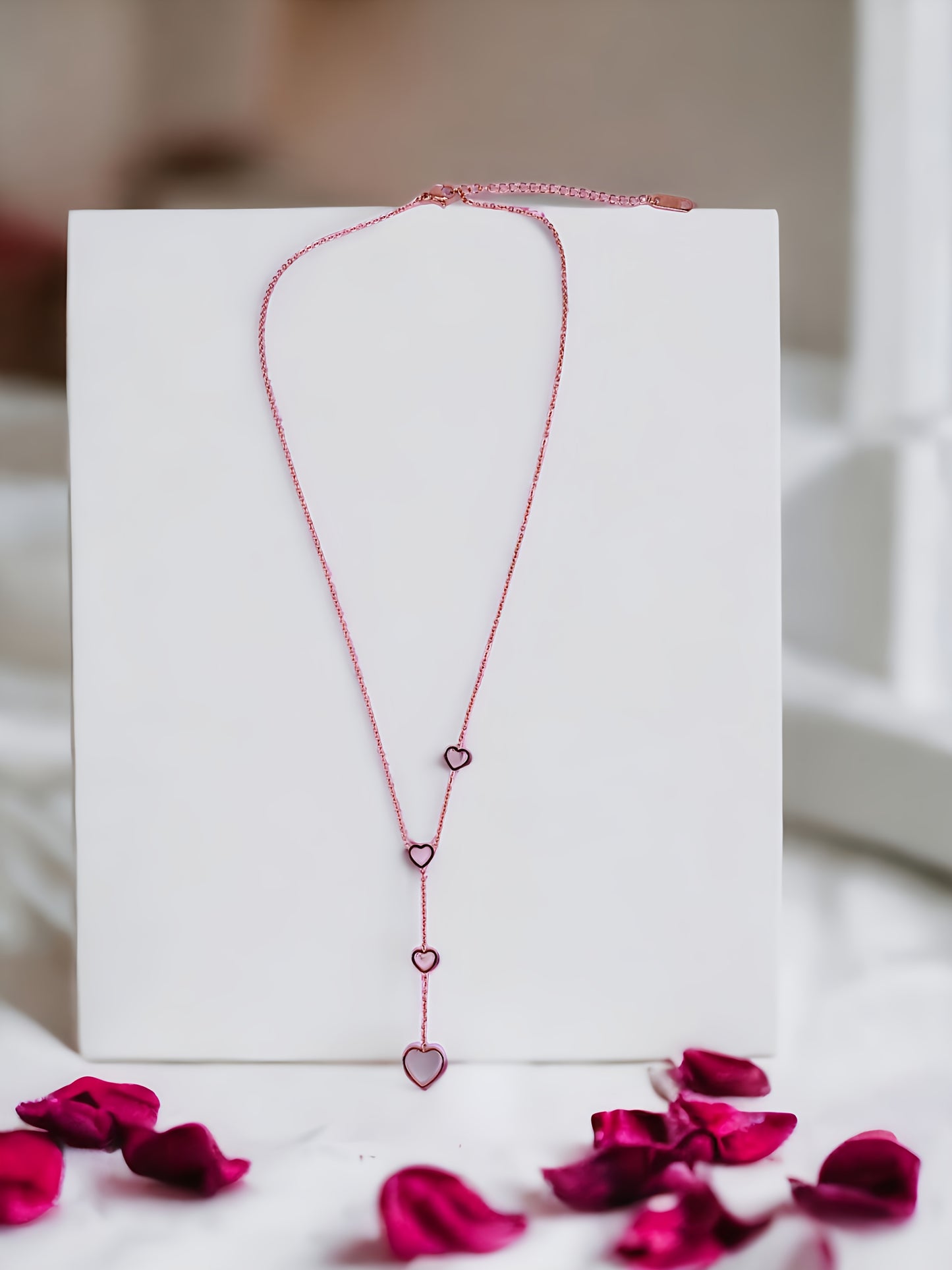 Heart Shape Rose Gold Plated Chain Necklace