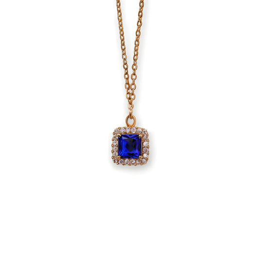 Beautiful Blue Emerald Cut Chain Pendant