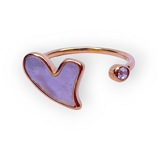 HEART clover mother of pearl RING Gold plated