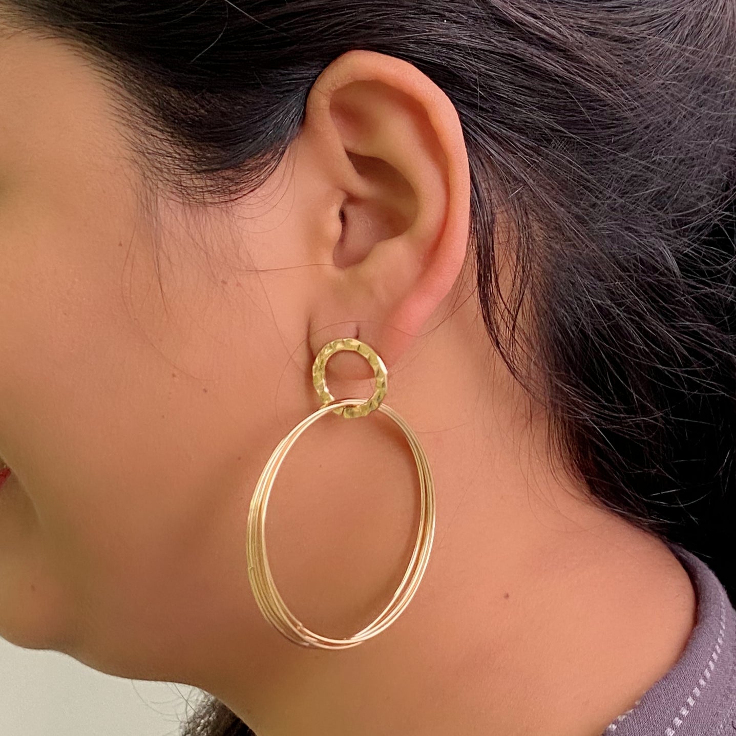 Gold Plated Thin Wire Hoops Earrings