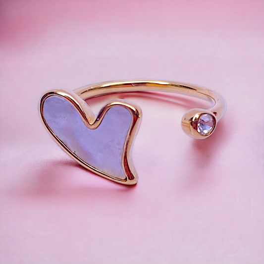 HEART clover mother of pearl RING Gold plated