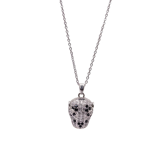 Panther Design Chain Pendant with Black & White Stones