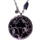 Silver Plated Black Tree Long Chain Pendant with Stone & Leaf Charm