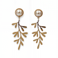 Gold Plated Leaf Danglers with Pearl