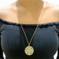 Golden Plated Tree of Life Long Chain Pendant with Shell stone