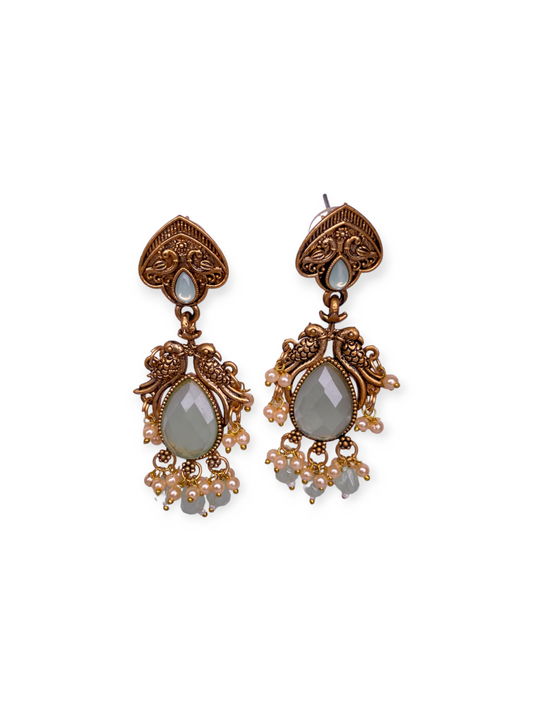 Classic Drop Stone Earrings Gold-Plated