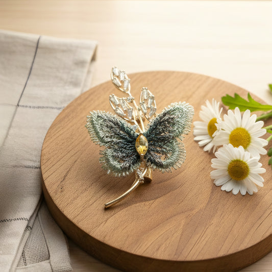 Radiant Flutter Butterfly Brooch in Gold Plating