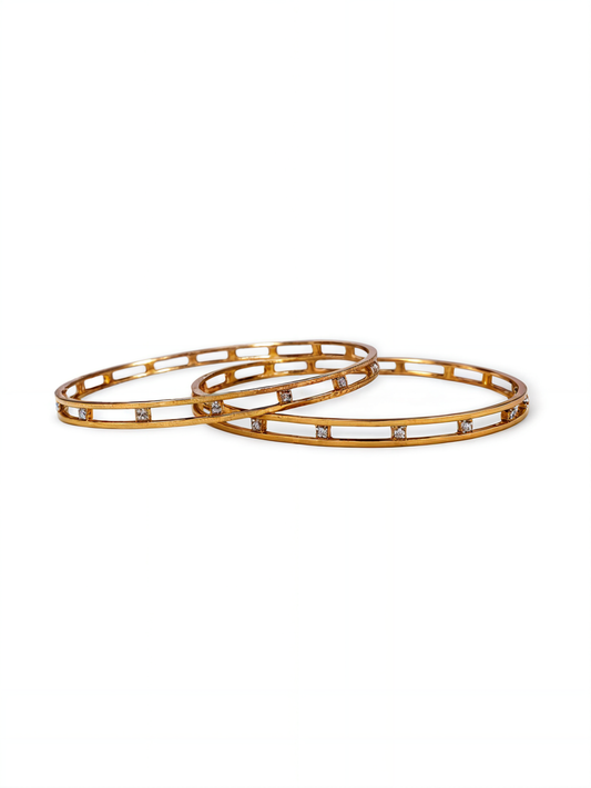 Single Line Gold Plated Bangles with Stones