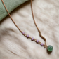 Green Jade Chain Pendant with Beaded Pearls