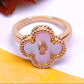 Gold plated clover mother of pearl Ring For luxury-women