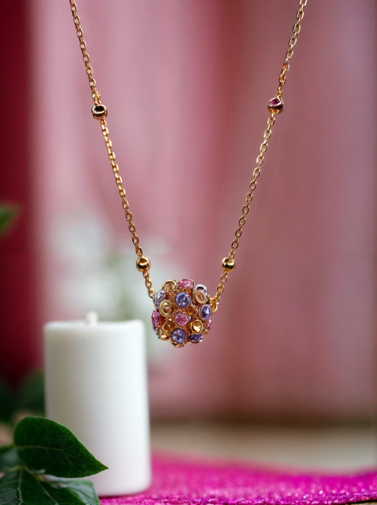 Golden Plated Beads Chain Pendant