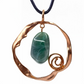 Leather Green Agate Stone Long Pendant