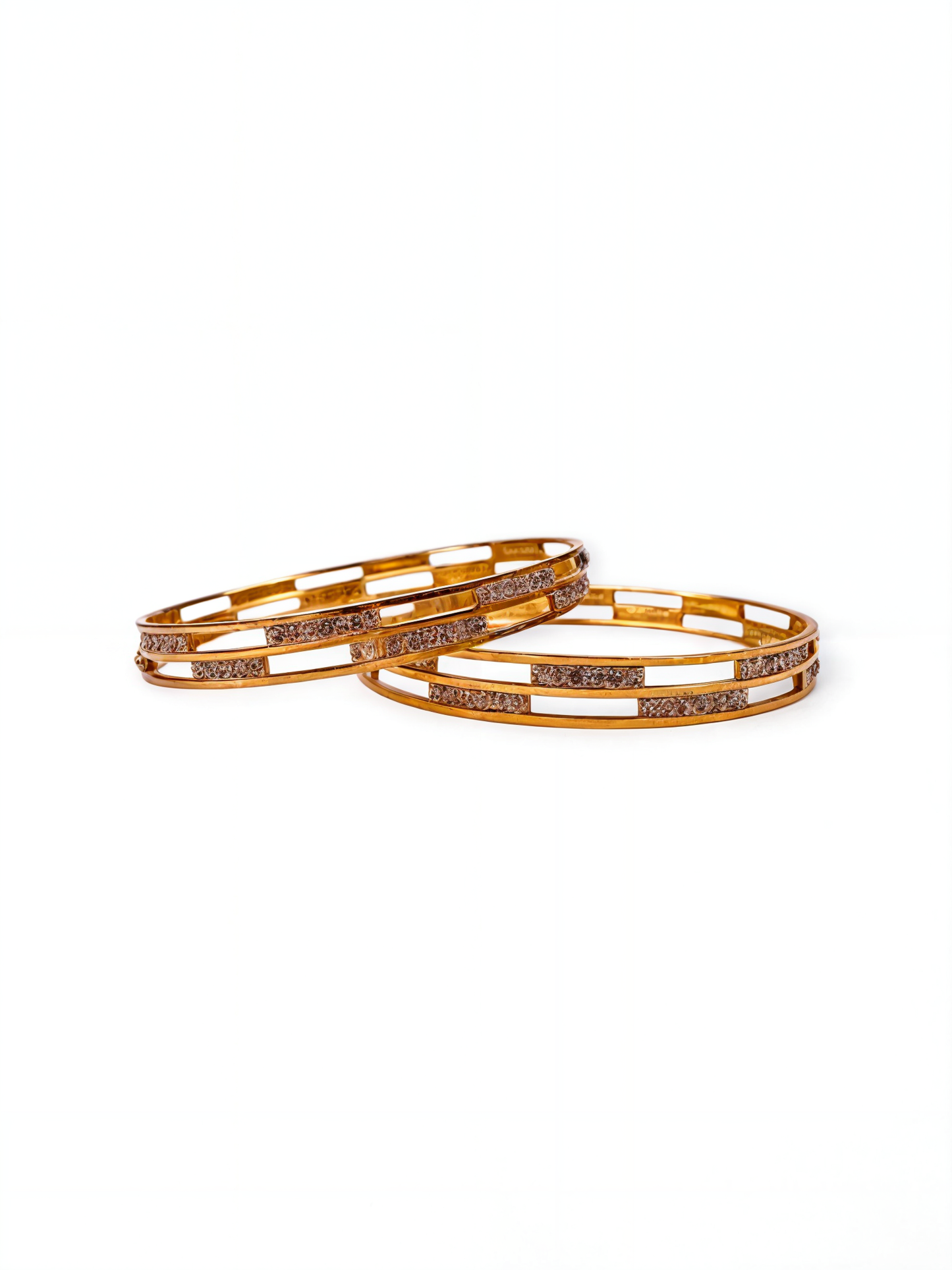 Double Liner Gold Plated CZ Bangles