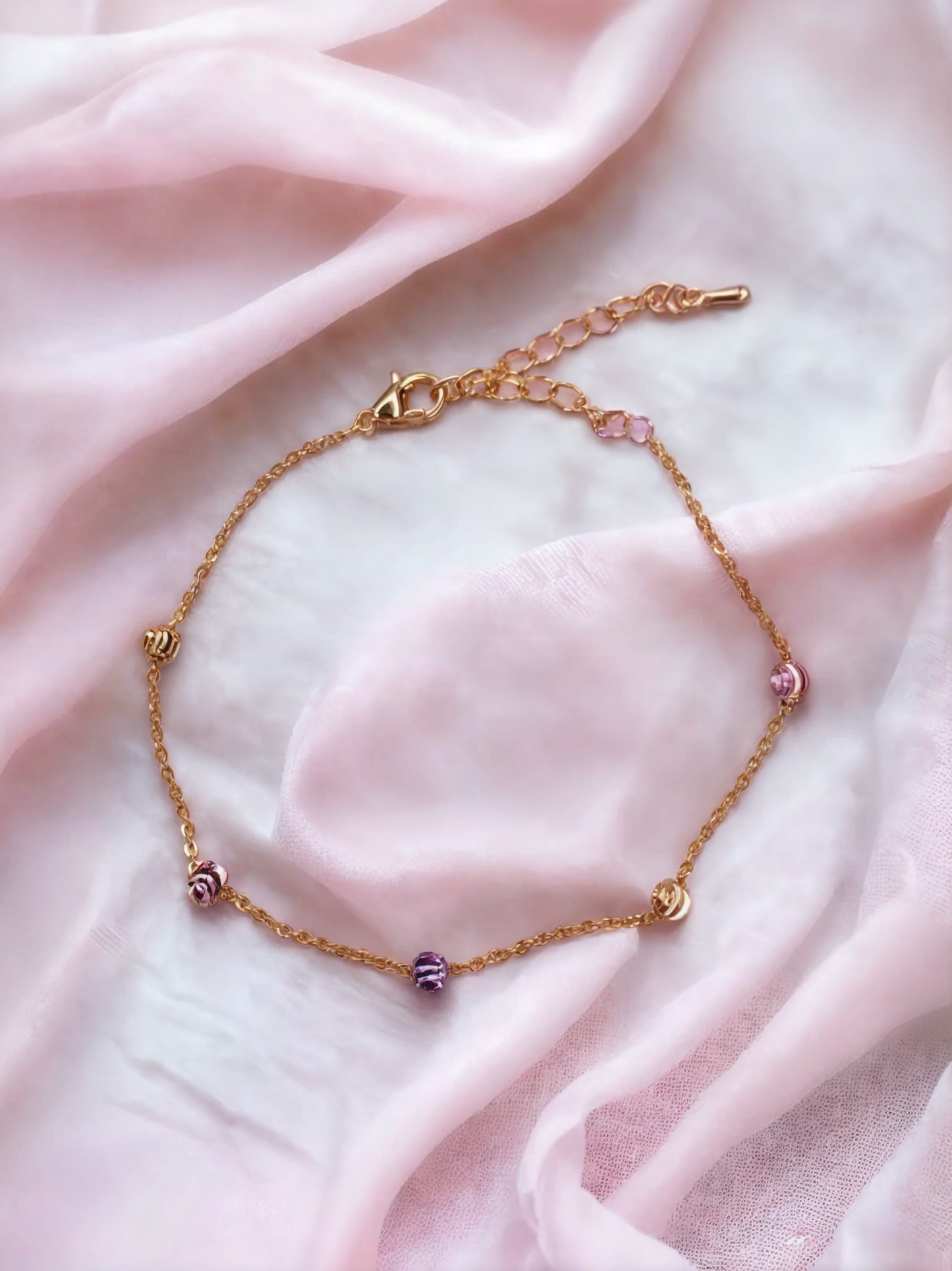Golden Adjustable Bracelet with Golden Beads