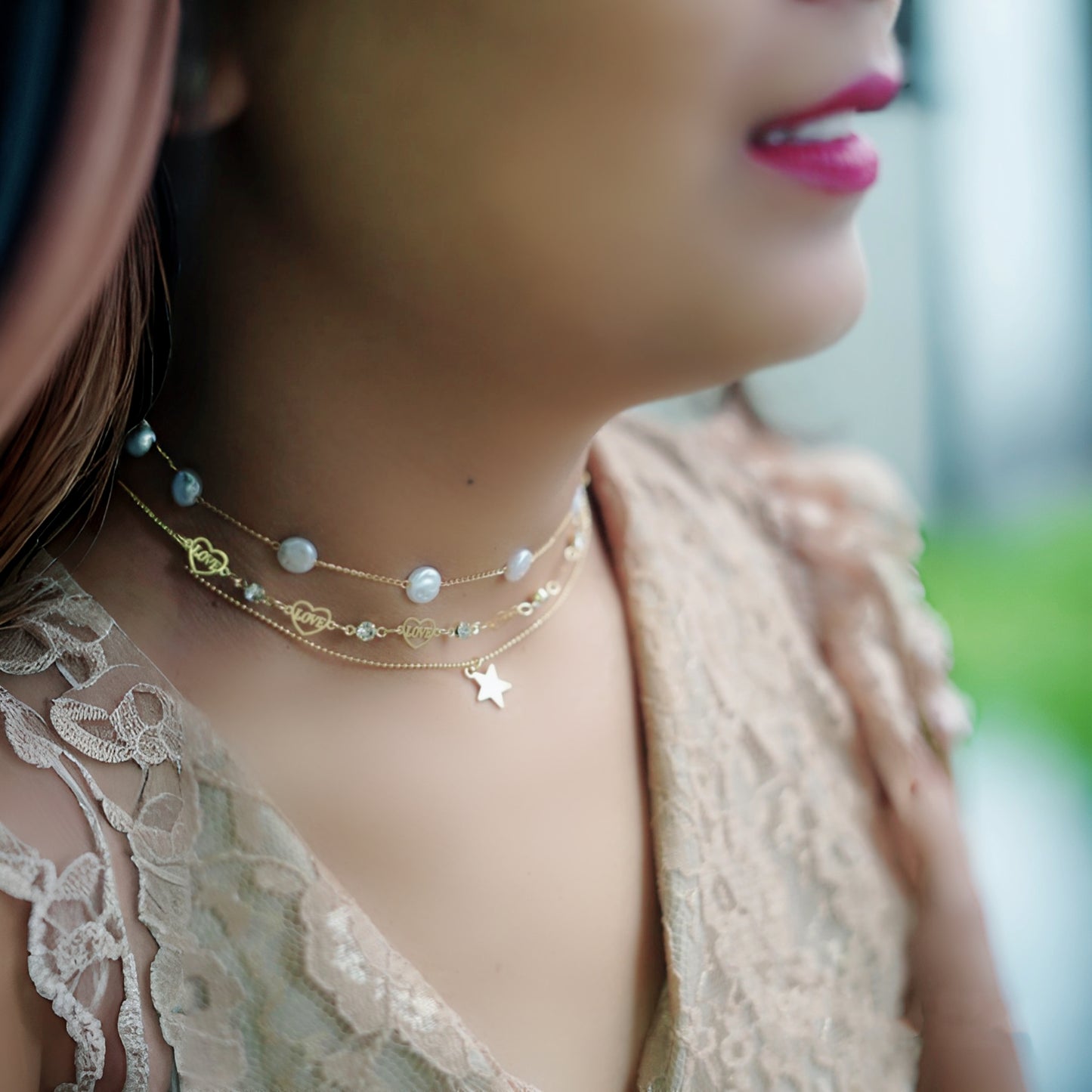 3 Layer Choker with Star Pendant