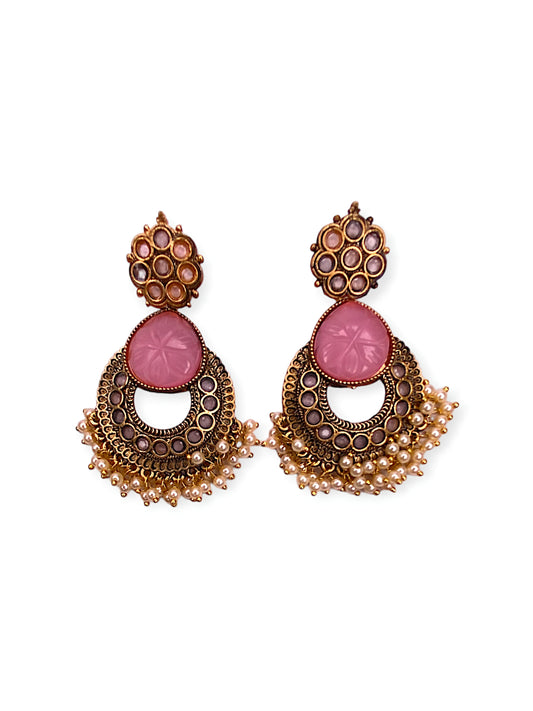Ethnic Gold Plated Pearl Drop Earring for Women Chandbali Earring