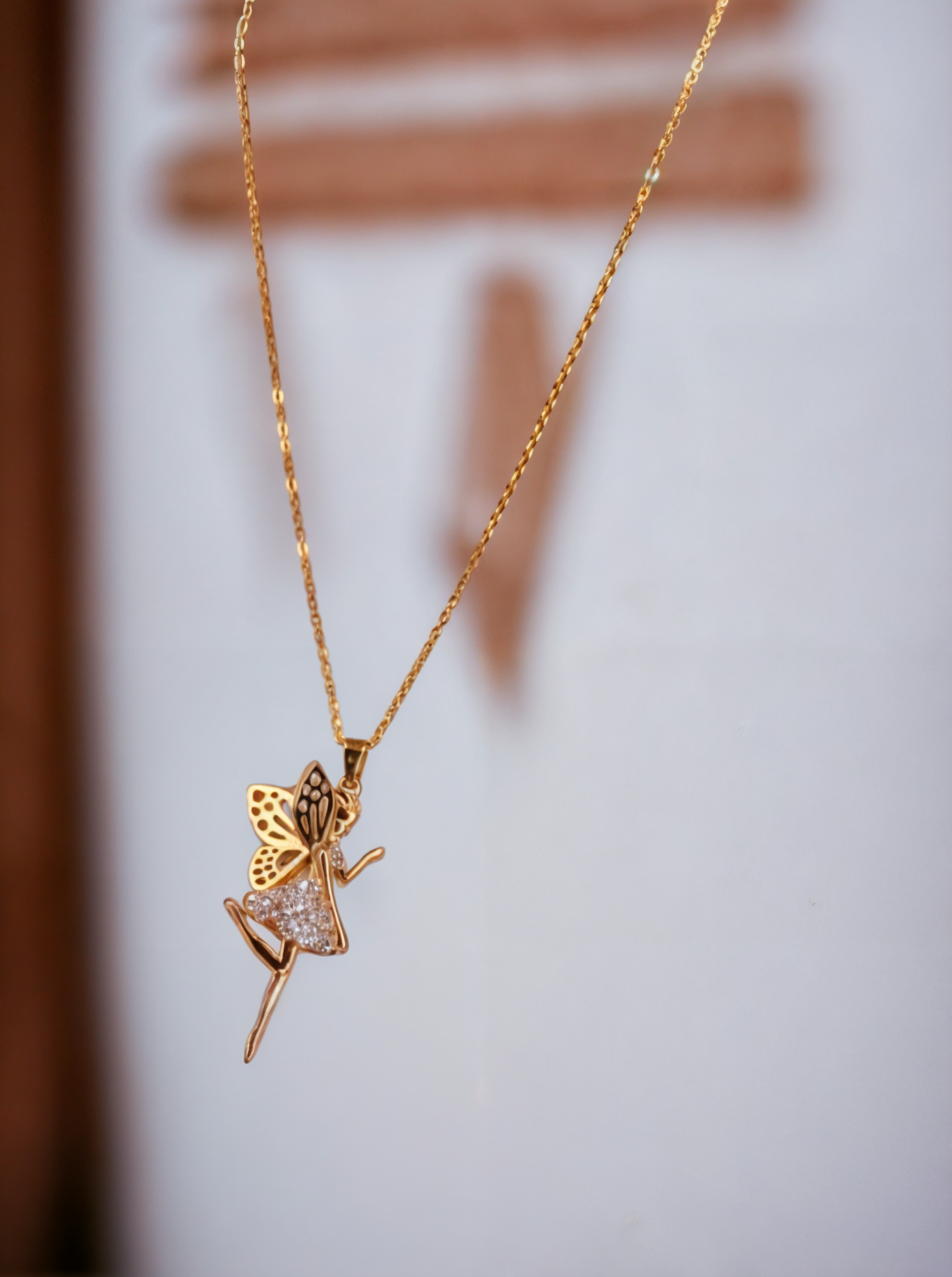 Beautiful Golden Fairy Chain Pendant with CZ