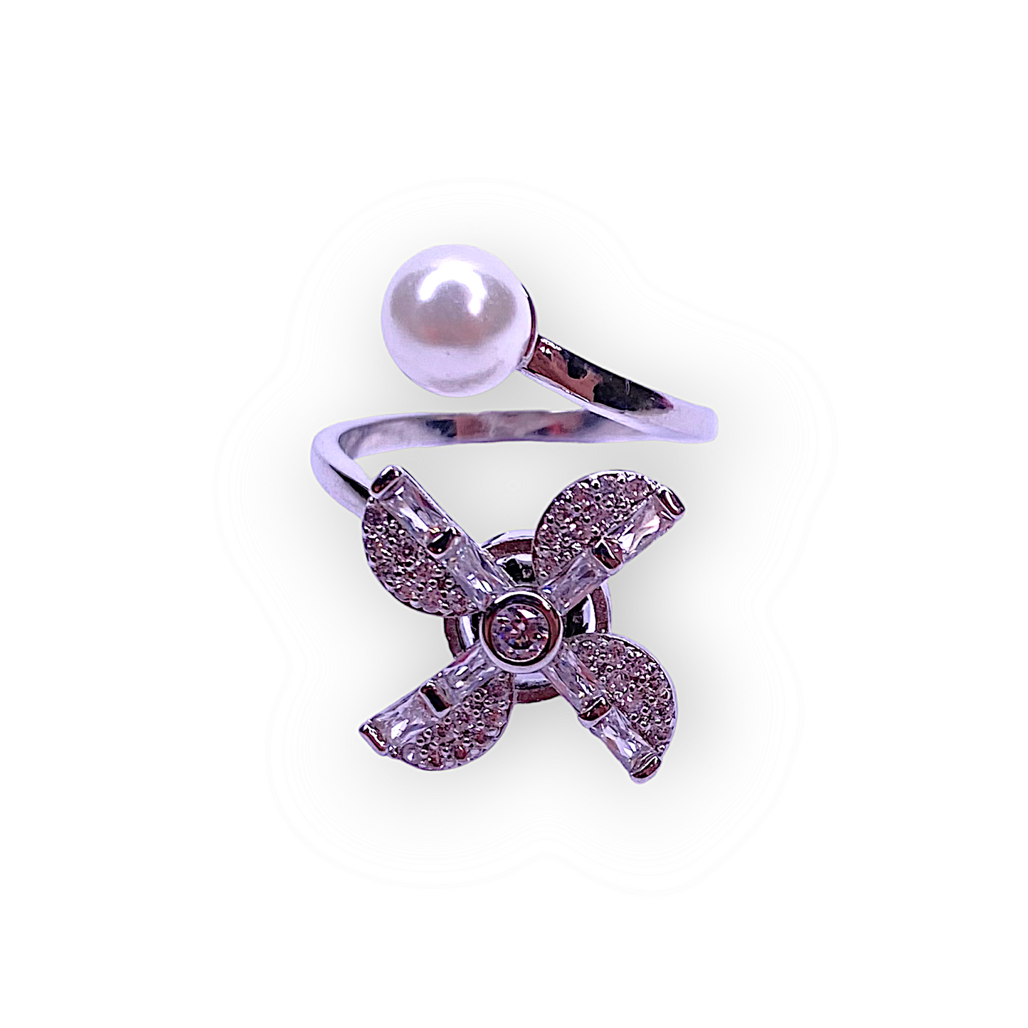 Elegant Windmill Configuration Pearl Ring For Ladies