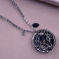 Silver Plated Black Tree Long Chain Pendant with Stone & Leaf Charm