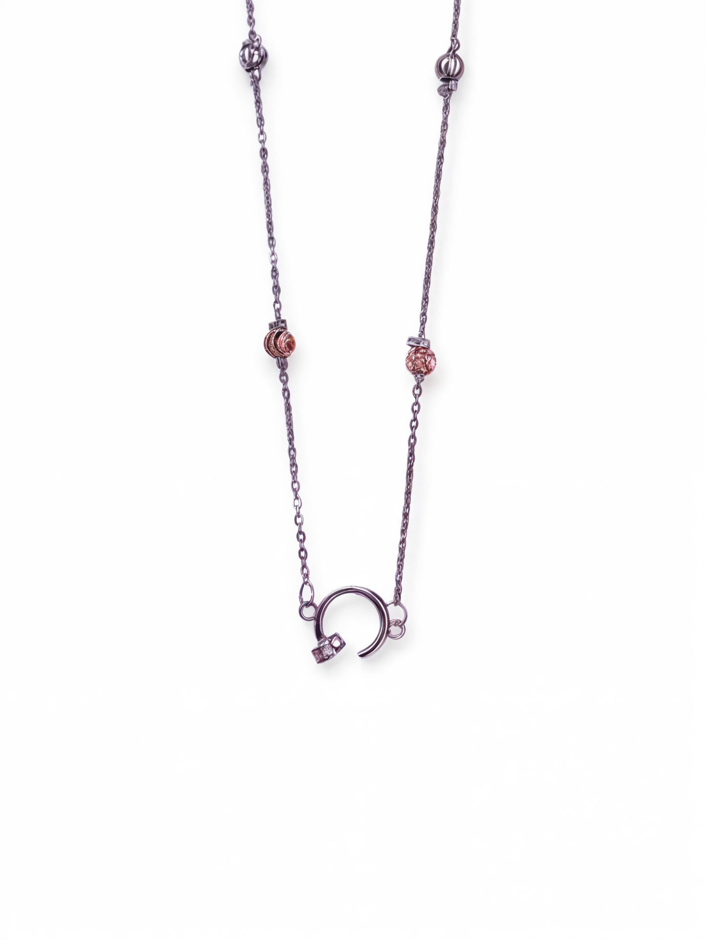 Silver Plated Chain Pendant Ball Beads with CZ Circle