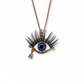 Evil Eyelash Chain Pendant with CZ Drop