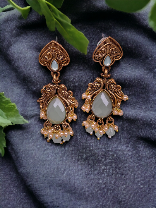 Classic Drop Stone Earrings Gold-Plated
