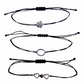 3 Pcs Best Friends Bracelets silver Plated with Black Thread