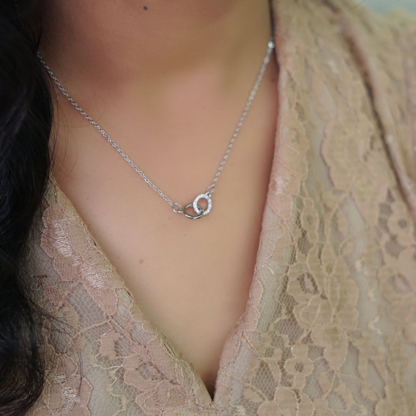 Entangled Circle Chain Pendant with CZ