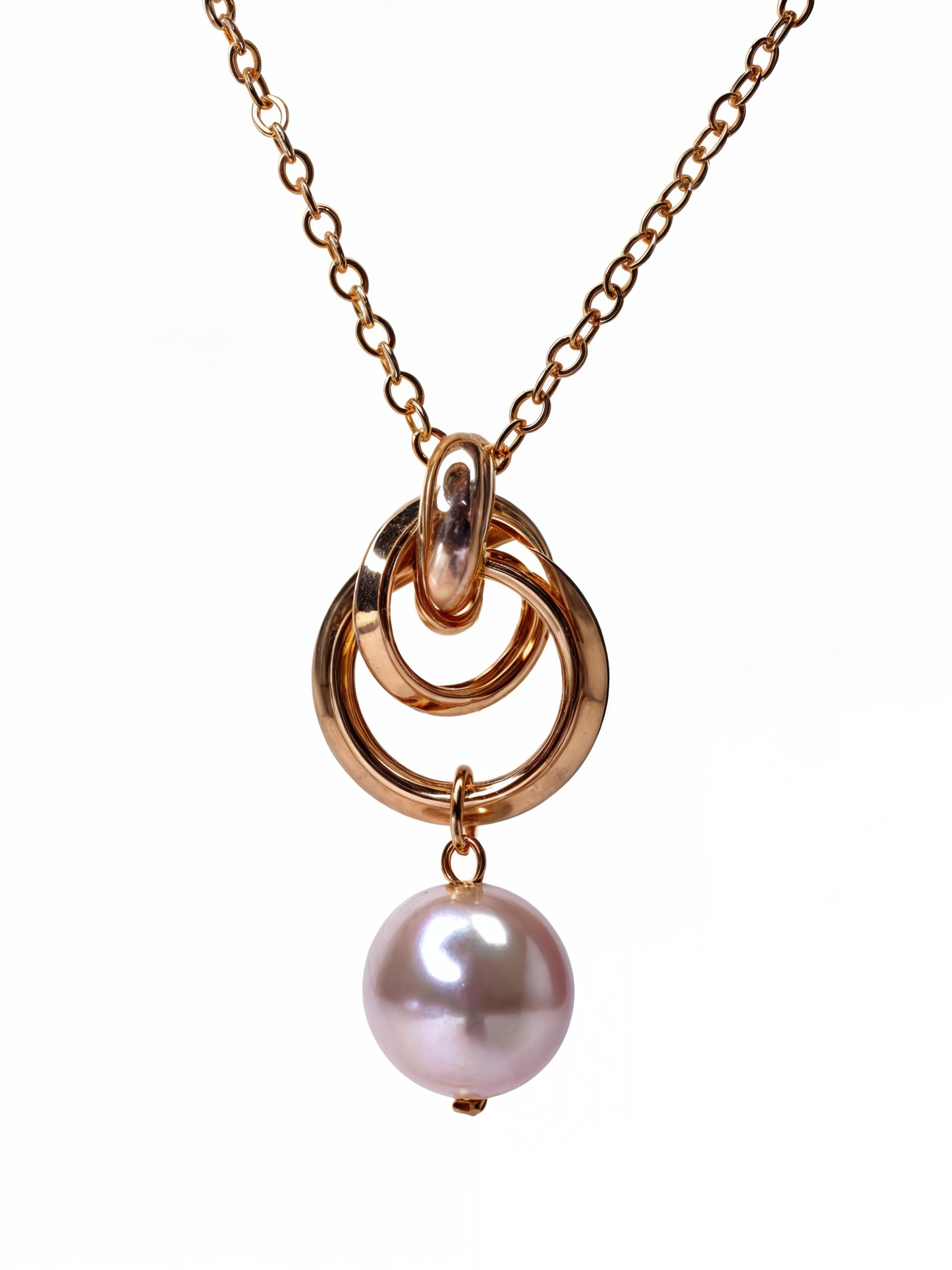 Golden Plated Long Chain Pendant with Hanging Pearl