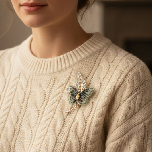 Radiant Flutter Butterfly Brooch in Gold Plating