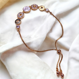 Golden Plated Adjustable Bracelet with Zircon & MOP