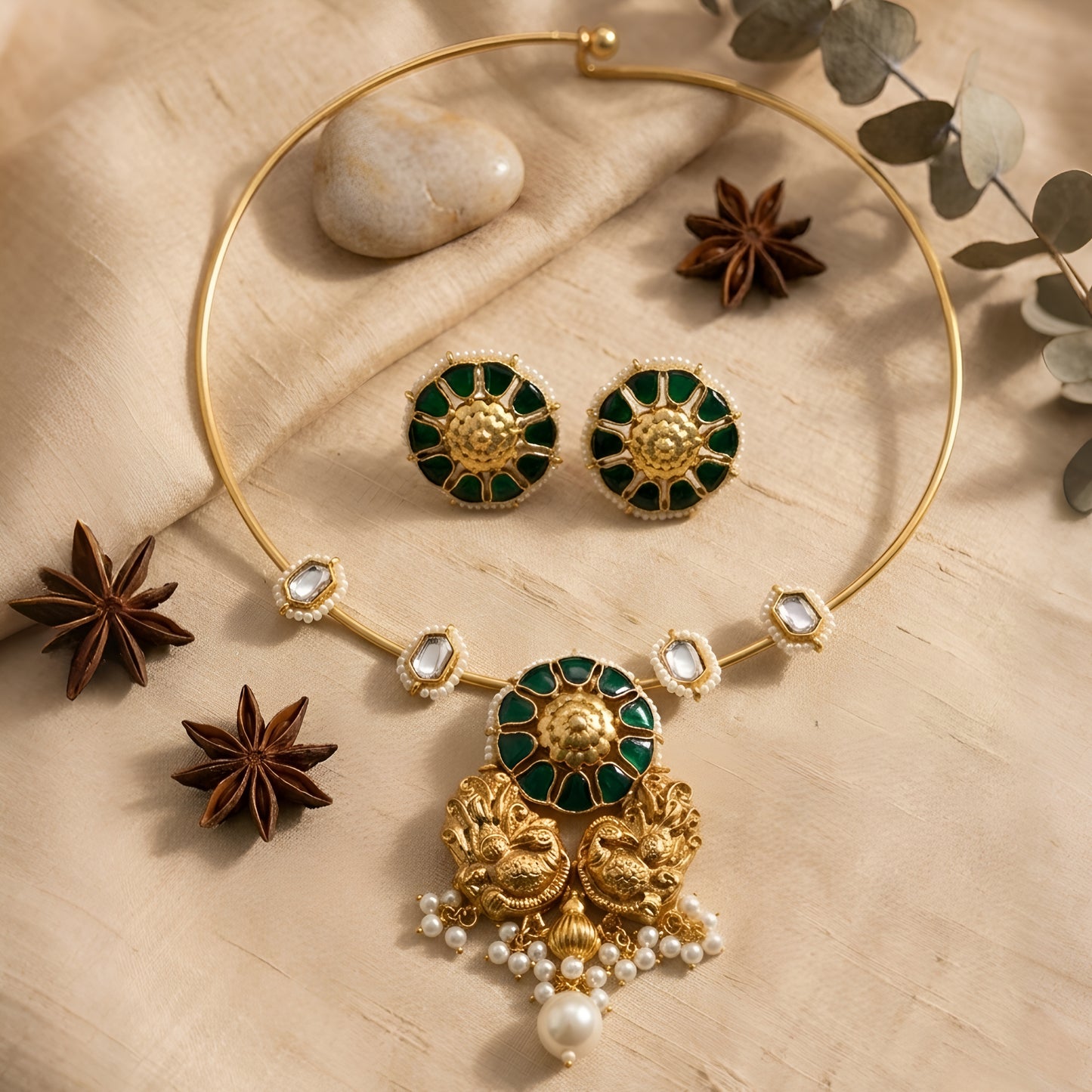 Kundan Polki Hasli Necklace set