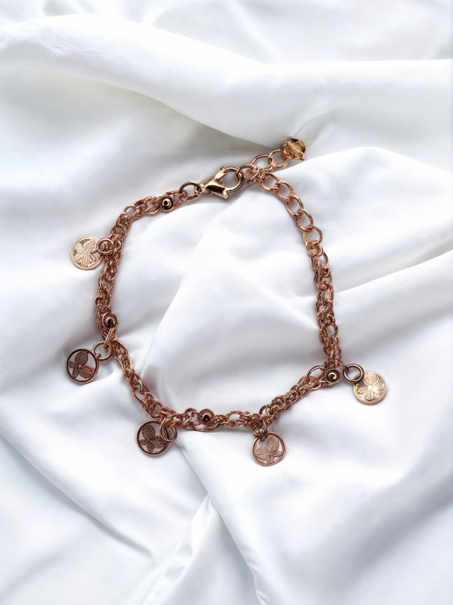 Stylish Double Layered Adjustable Bracelet with Butterfly Charms