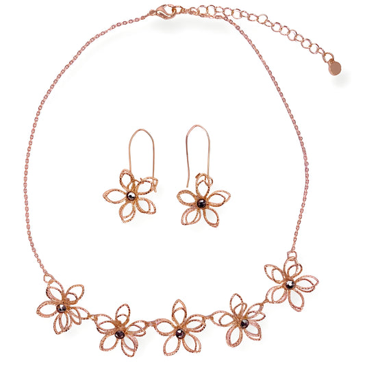 Flower Necklace and Earrings