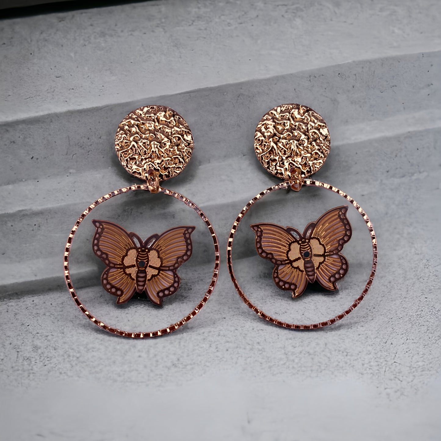 Beautiful Golden Resin Butterfly Danglers